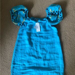 Haris Cotton Blue Linen dress Size large